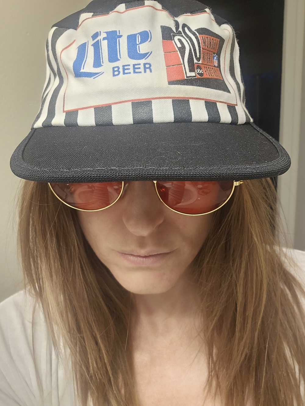 Vintage Miller Lite Beer Ref Striped Hat